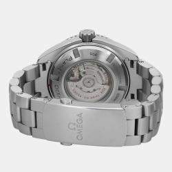 Omega White Stainless Steel Diamond Seamaster Planet Ocean 232.15.38.20.04.001 Automatic Men's Wristwatch 37.5mm