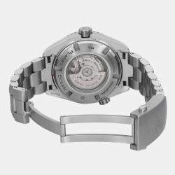 Omega White Stainless Steel Diamond Seamaster Planet Ocean 232.15.38.20.04.001 Automatic Men's Wristwatch 37.5mm