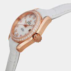 Omega White 18K Rose Gold Seamaster Aqua Terra 231.58.30.20.55.001 Automatic Women's Wristwatch 30mm