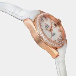 Omega White 18K Rose Gold Seamaster Aqua Terra 231.58.30.20.55.001 Automatic Women's Wristwatch 30mm