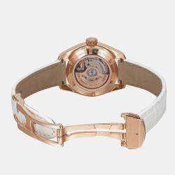 Omega White 18K Rose Gold Seamaster Aqua Terra 231.58.30.20.55.001 Automatic Women's Wristwatch 30mm