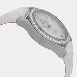Omega White Stainless Steel Diamond Seamaster Aqua Terra 231.18.39.21.55.001 Automatic Women's Wristwatch 38mm