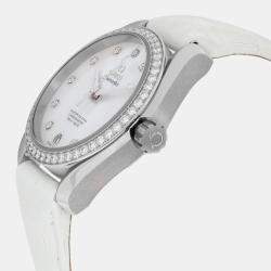 Omega White Stainless Steel Diamond Seamaster Aqua Terra 231.18.39.21.55.001 Automatic Women's Wristwatch 38mm