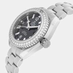 Omega Black Stainless Steel Diamond Seamaster Planet Ocean 232.15.38.20.01.001 Automatic Women's Wristwatch 38mm
