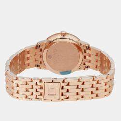 Omega White 18K Rose Gold De Ville Prestige 424.50.27.60.05.002 Quartz Women's Wristwatch 27.4mm