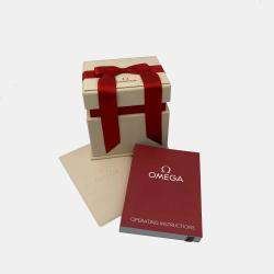 Omega White 18K Rose Gold De Ville Prestige 424.50.27.60.05.002 Quartz Women's Wristwatch 27.4mm