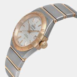 Omega White 18K Gold Stainless Steel Constellation 123.20.35.20.02.006 Automatic Women's Wristwatch 35mm