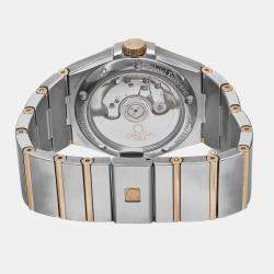 Omega White 18K Gold Stainless Steel Constellation 123.20.35.20.02.006 Automatic Women's Wristwatch 35mm
