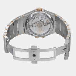 Omega White 18K Gold Stainless Steel Constellation 123.20.35.20.02.006 Automatic Women's Wristwatch 35mm