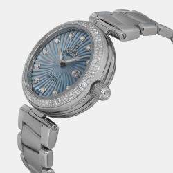 Omega Blue MOP Diamond Stainless Steel De Ville Ladymatic Automatic Women's Wristwatch 34 mm