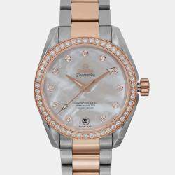 Omega MOP 18k Rose Gold Stainless Steel Seamaster Aqua Terra 231.25.39.21.55.001 Automatic Women's Wristwatch 38.5 mm