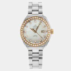 Omega MOP Diamond Stainless Steel Seamaster 231.25.34.20.55.003 Automatic Men's Wristwatch 34 mm