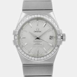 Omega Silver Diamond Stainless Steel Constellation 123.15.35.20.02.001 Women's Wristwatch 35 mm