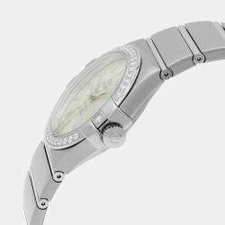 Omega Silver Diamond Stainless Steel Constellation 123.15.35.20.02.001 Women's Wristwatch 35 mm