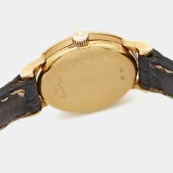 Pre Owned Omega Champagne Diamond 18k Yellow Gold Alligator Vintage DeVille 1450 Women's Wristwatch 19 mm