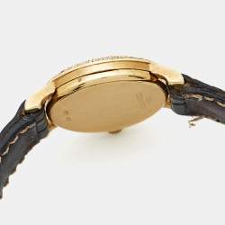 Pre Owned Omega Champagne Diamond 18k Yellow Gold Alligator Vintage DeVille 1450 Women's Wristwatch 19 mm