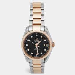 Omega Black 18K Rose Gold Stainless Steel Diamond Seamaster Aqua Terra 231.20.39.21.51.002 Women's Wristwatch 38.50 mm