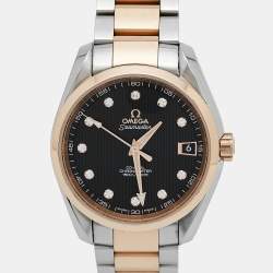 Omega Black 18K Rose Gold Stainless Steel Diamond Seamaster Aqua Terra 231.20.39.21.51.002 Women's Wristwatch 38.50 mm