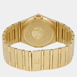 Omega Champagne 18k Yellow Gold Constellation 1112.10 Quartz Women's Wristwatch 33.5 mm