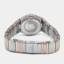 Pre Owned Omega Mother Of Pearl Diamond 18K Yellow Gold Stainless Steel Constellation 131.20.25.60.55.002 Women's Wristwatch 25 mm