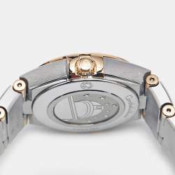 Pre Owned Omega Mother Of Pearl Diamond 18K Yellow Gold Stainless Steel Constellation 131.20.25.60.55.002 Women's Wristwatch 25 mm