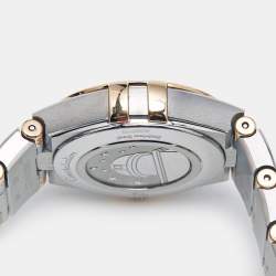 Pre Owned Omega Mother Of Pearl Diamond 18K Yellow Gold Stainless Steel Constellation 131.20.25.60.55.002 Women's Wristwatch 25 mm