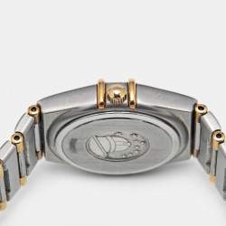 Pre Owned Omega Mother Of Pearl Diamond 18K Yellow Gold Stainless Steel Constellation 1277.70.00 Women's Wristwatch 25.50 mm