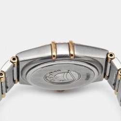 Pre Owned Omega Mother Of Pearl Diamond 18K Yellow Gold Stainless Steel Constellation 1277.70.00 Women's Wristwatch 25.50 mm