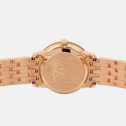 Pre Owned Omega De Ville Prestige 424.55.24.60.55.002 Quartz White MOP 18K Rose Gold Women's Wristwatch 24 mm