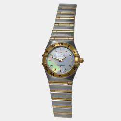 Pre Owned Omega Constellation 795.1203 Quartz MOP 18K Yellow Gold Stainless Steel Women's Wristwatch 22 mm