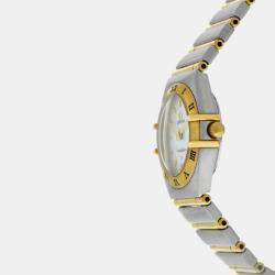 Pre Owned Omega Constellation 795.1203 Quartz MOP 18K Yellow Gold Stainless Steel Women's Wristwatch 22 mm