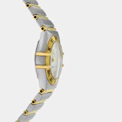 Pre Owned Omega Constellation 795.1203 Quartz MOP 18K Yellow Gold Stainless Steel Women's Wristwatch 22 mm