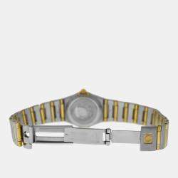 Pre Owned Omega Constellation 1367.10.00 Quartz Champagne 18k Yellow Gold Stainless Steel Diamond Women's Wristwatch 22 mm