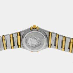 Pre Owned Omega Constellation 1367.10.00 Quartz Champagne 18k Yellow Gold Stainless Steel Diamond Women's Wristwatch 22 mm