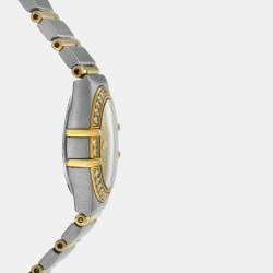 Pre Owned Omega Constellation 1367.10.00 Quartz Champagne 18k Yellow Gold Stainless Steel Diamond Women's Wristwatch 22 mm
