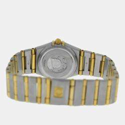 Pre Owned Omega Constellation 1367.10.00 Quartz Champagne 18k Yellow Gold Stainless Steel Diamond Women's Wristwatch 22 mm