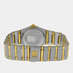 Pre Owned Omega Constellation 1367.10.00 Quartz Champagne 18k Yellow Gold Stainless Steel Diamond Women's Wristwatch 22 mm