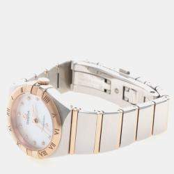 Pre Owned Omega Constellation 131.20.25 Quartz Rose Gold Stainless Steel Womens Wristwatch 26 mm