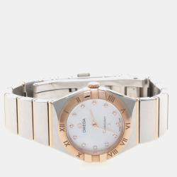 Pre Owned Omega Constellation 131.20.25 Quartz Rose Gold Stainless Steel Womens Wristwatch 26 mm