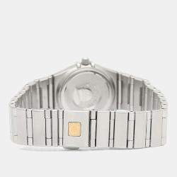 مملوكة مسبقًا ساعة يد نسائية أوميغا كونستليشن ستانلس ستيل مرصعة بالألماس ذات وجه لؤلؤي 22.5 ملم