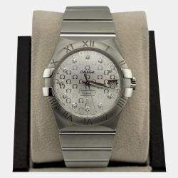 Pre Owned Omega Constellation 123.10.35.20.52.002 Automatic Silver Diamond Stainless Steel Women's Wristwatch 35 mm