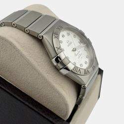 Pre Owned Omega Constellation 123.10.35.20.52.002 Automatic Silver Diamond Stainless Steel Women's Wristwatch 35 mm