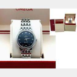 Pre Owned Omega De Ville Prestige 424.10.27.60.01.001 Quartz Black Stainless Steel Women's Wristwatch 24.4mm