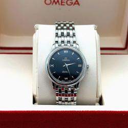 Pre Owned Omega De Ville Prestige 424.10.27.60.01.001 Quartz Black Stainless Steel Women's Wristwatch 24.4mm