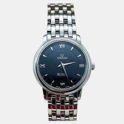 Pre Owned Omega De Ville Prestige 424.10.27.60.01.001 Quartz Black Stainless Steel Women's Wristwatch 24.4mm