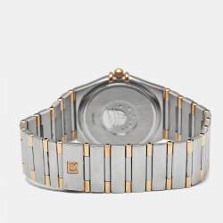 Pre Owned Omega Constellation 396.1201 Silver Dial 18K Yellow Gold Stainless Steel Women's Wristwatch 33 mm