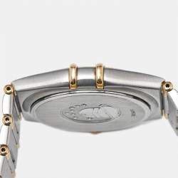 Pre Owned Omega Constellation 396.1201 Silver Dial 18K Yellow Gold Stainless Steel Women's Wristwatch 33 mm