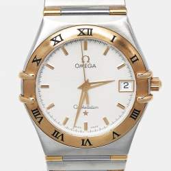 Pre Owned Omega Constellation 396.1201 Silver Dial 18K Yellow Gold Stainless Steel Women's Wristwatch 33 mm