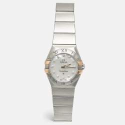Pre Owned Omega Constellation 123.20.24.60.55.005 Mother Of Pearl Diamond 18K Rose Gold Stainless Steel Women's Wristwatch 24 mm