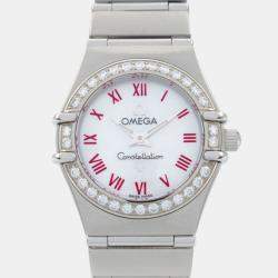 Pre Owned Omega Constellation 1466.63 Quartz White Stainless Steel Women's Wristwatch 23 mm